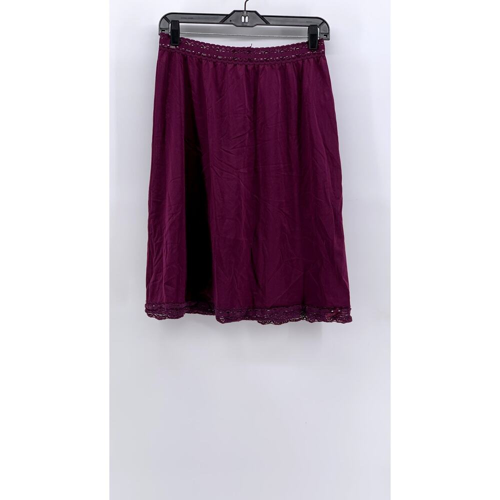 OLGA SECRET HUG Women's Vintage Plum Lace-Trim Half Slip Skirt SZ XL